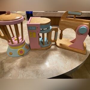 Wooden Play Kitchen Appliance Trio - Pink & Light Blue